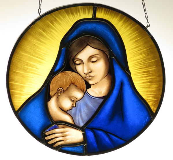Glasmalerei/Glasbild Heilige Maria mit Jesus Kind